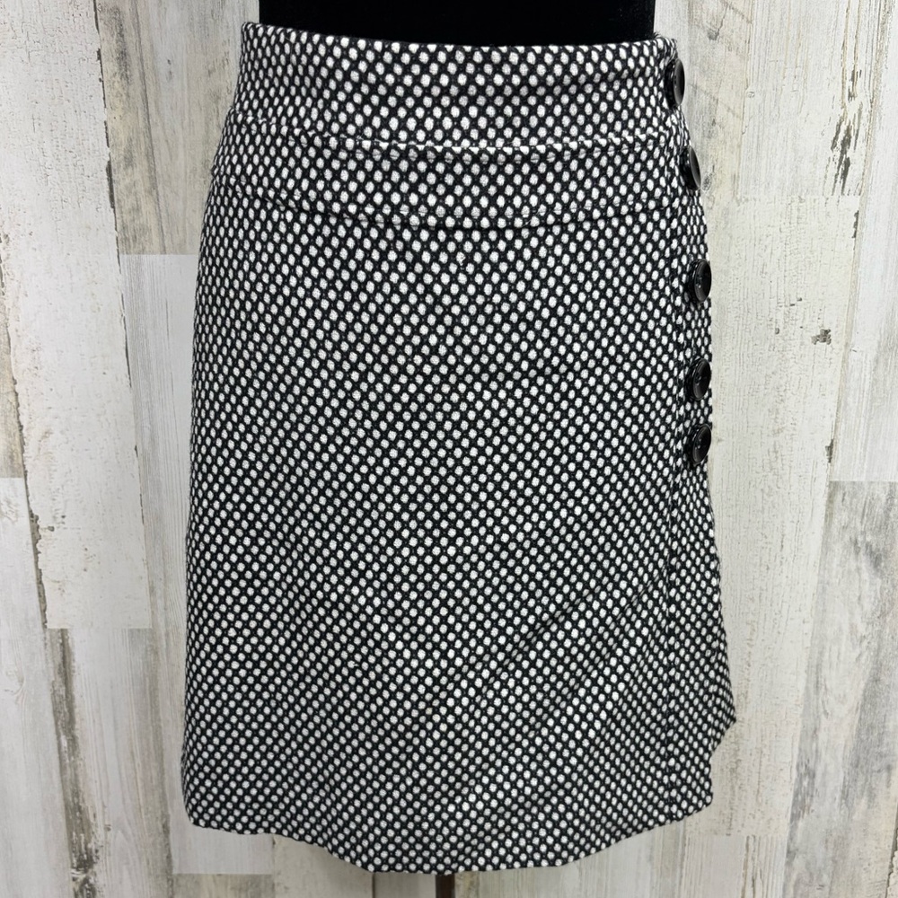 Talbots Vintage‎ Black and White Geometric Dot Print Wool Pencil Skirt
